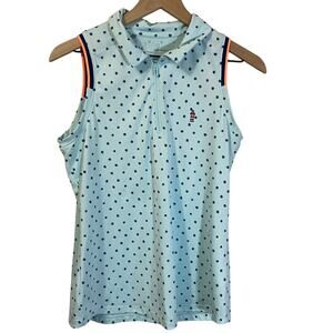 Under Armour Light Blue Ditsy Floral Sleeveless Polo Tank Top 1/4 Zip Sz M